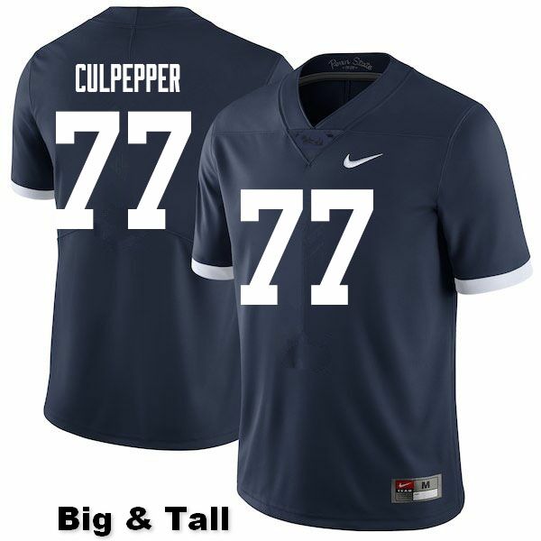 NCAA Nike Men's Penn State Nittany Lions Judge Culpepper #77 College Football Authentic Throwback Big & Tall Navy Stitched Jersey XUM5798EK